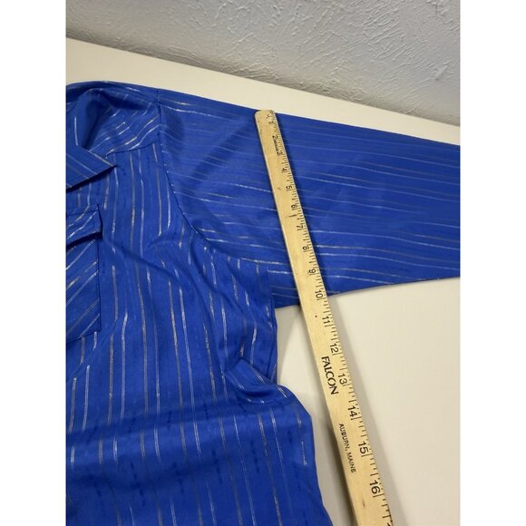 Ely Cattleman XXL Blue Metallic Stripe Pearl Snap Shirt  Dry-cleaned EUC - Picture 5 of 9